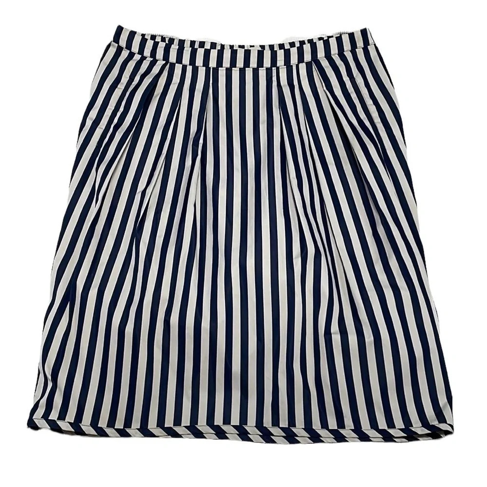 Humanoid Skirt Stripe Blue Beige Tulip Pleats Size Large